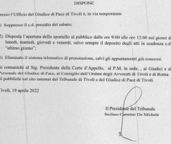 TRIBUNALE ORDINARIO DI TIVOLI 19.04.2022